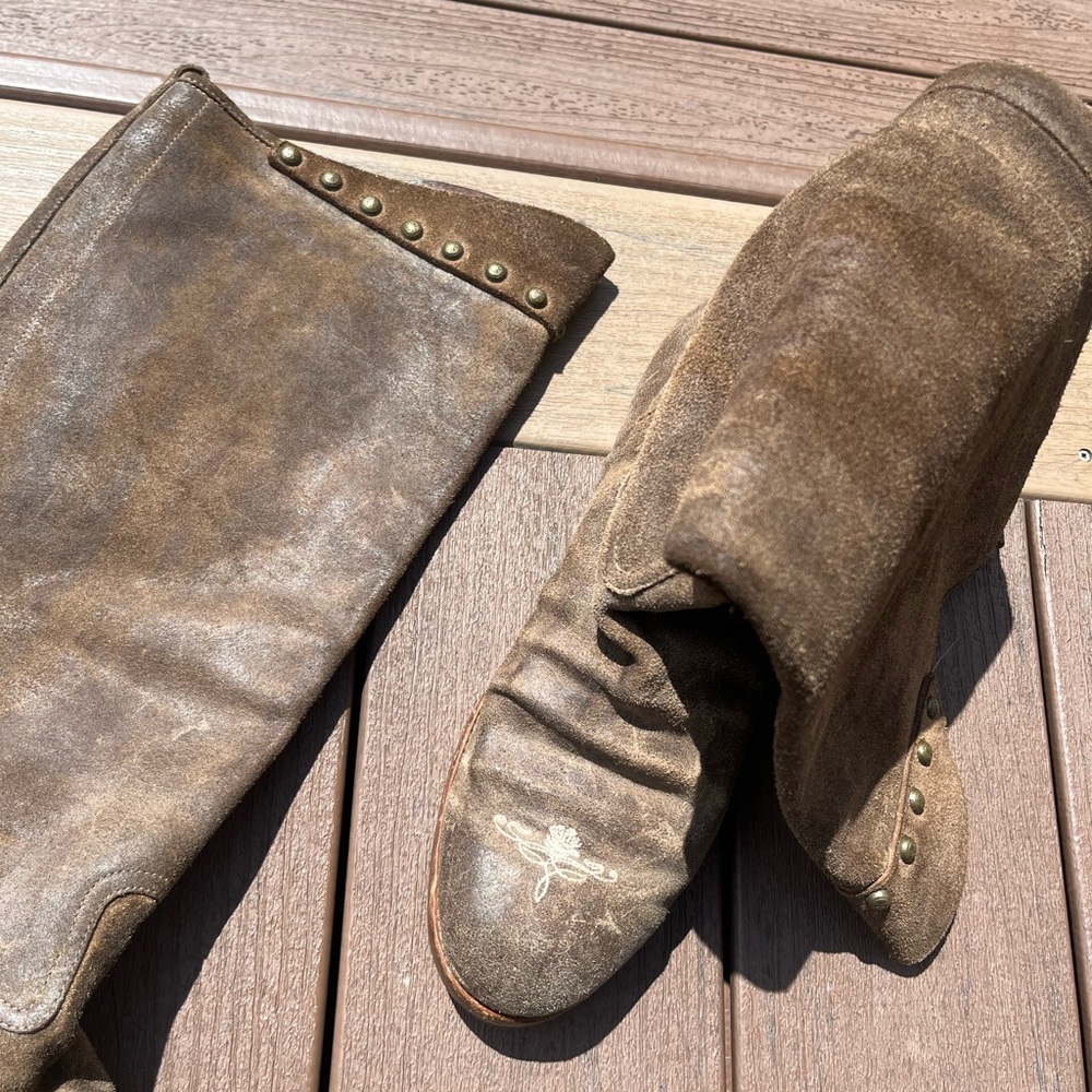 Brown Suede Studded Boots